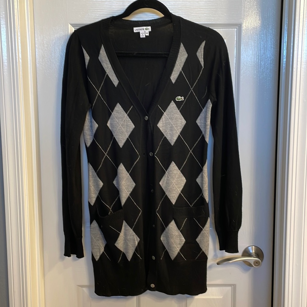 Lacoste Size 40 Argyle Cardigan